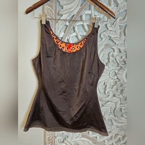 SPANX Black Bodysuit with Leopard Print Detail